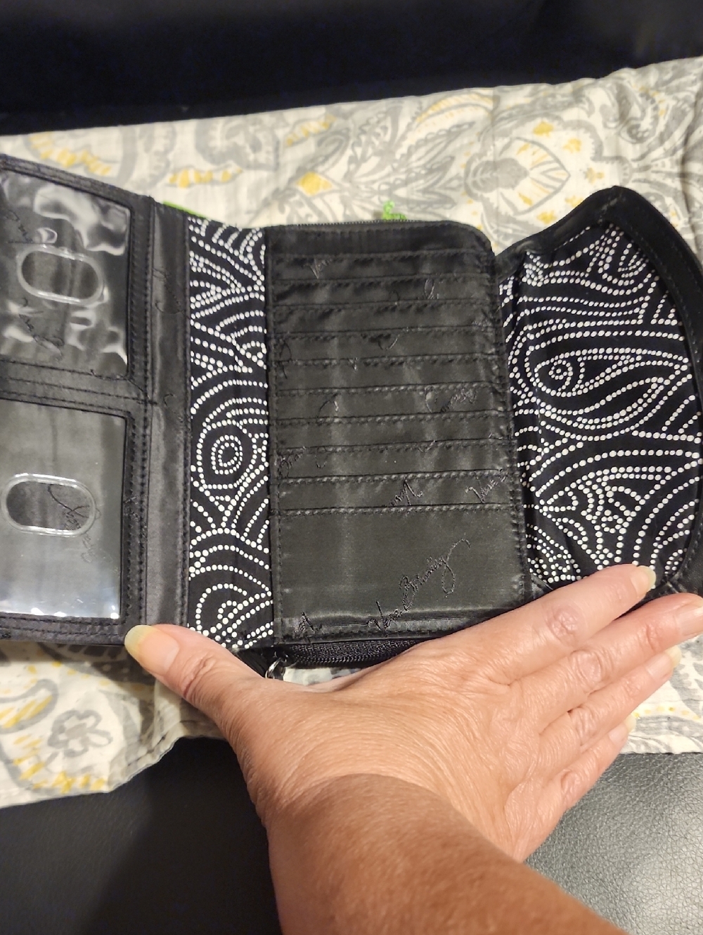 Vera Bradley Quilted Northern Ligjts Wristlet with Pink & Gray Floral Motif - Picture 5 of 5